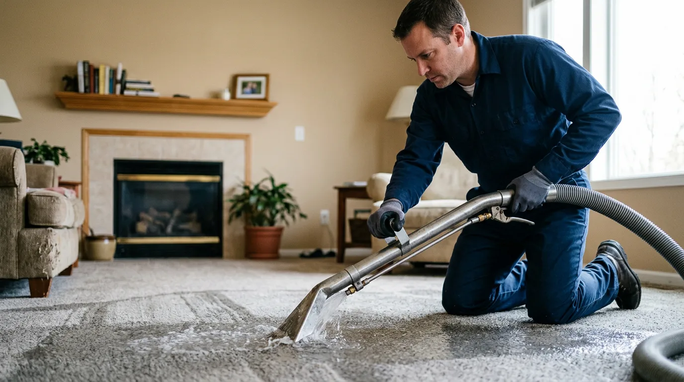 Water damage restoration technician working near Faunsdale, AL